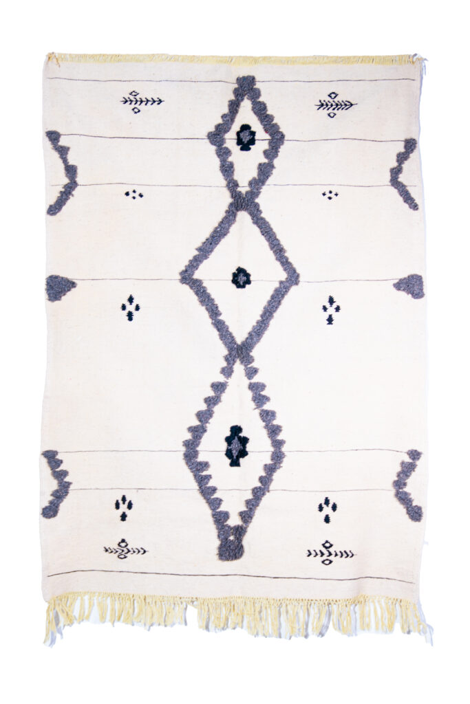 Authentic Moroccan Handira Rug – Handmade Wool Wedding Blanket – Traditional Berber Textile