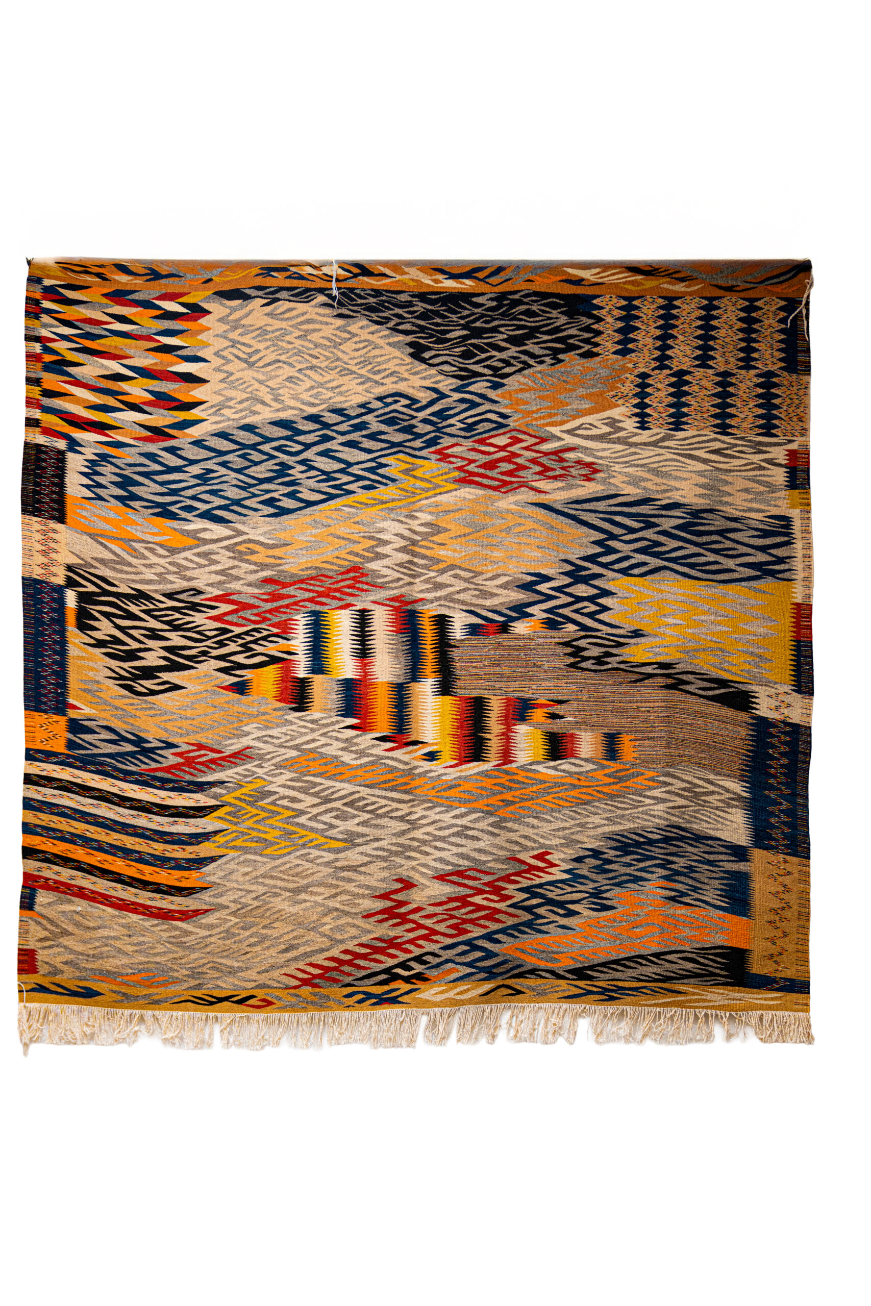 Authentic Berber Textile  Low-Pile Geometric Area Rug (2.08m x 2.22m)