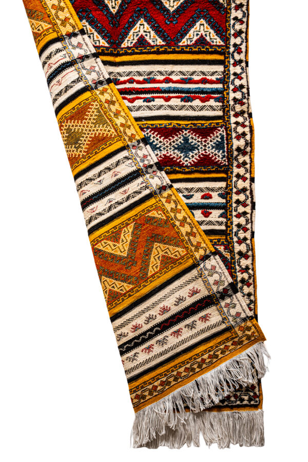 Bohemian Wool Rug - High-Contrast Structured Tribal Art - Image 3