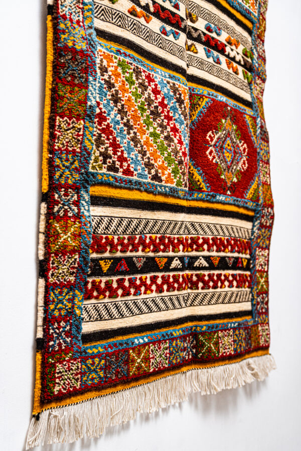 Authentic Moroccan Berber Runner - Red, Yellow, & Multi-Color Tribal Motifs - Image 3