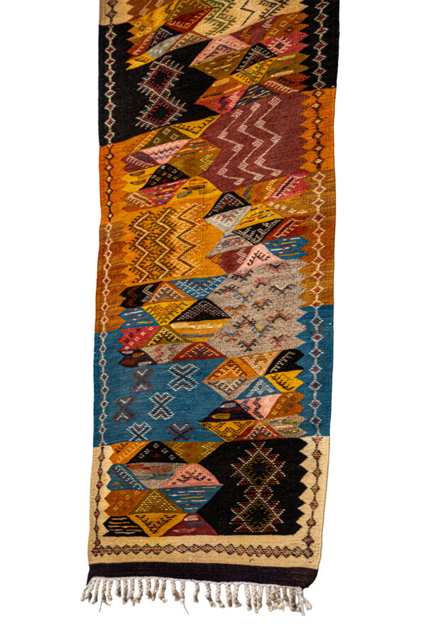 Authentic Taznakht Kilim Runner | Interlocking Geometric Blocks in Desert Tones - Image 3