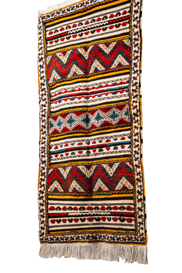 Bohemian Wool Rug - High-Contrast Structured Tribal Art - Image 4