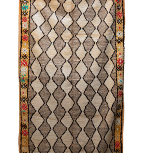 Moroccan Berber Area Rug: Natural Beige & Brown Geometric Lattice