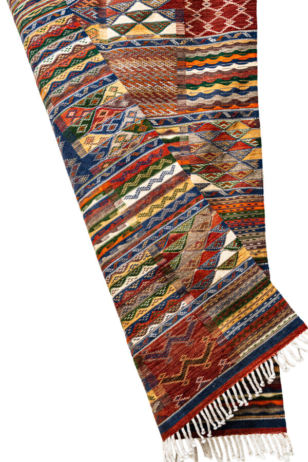 High-Atlas Wool Rug - Red, Orange, and Blue Zigzag Pattern - Image 3