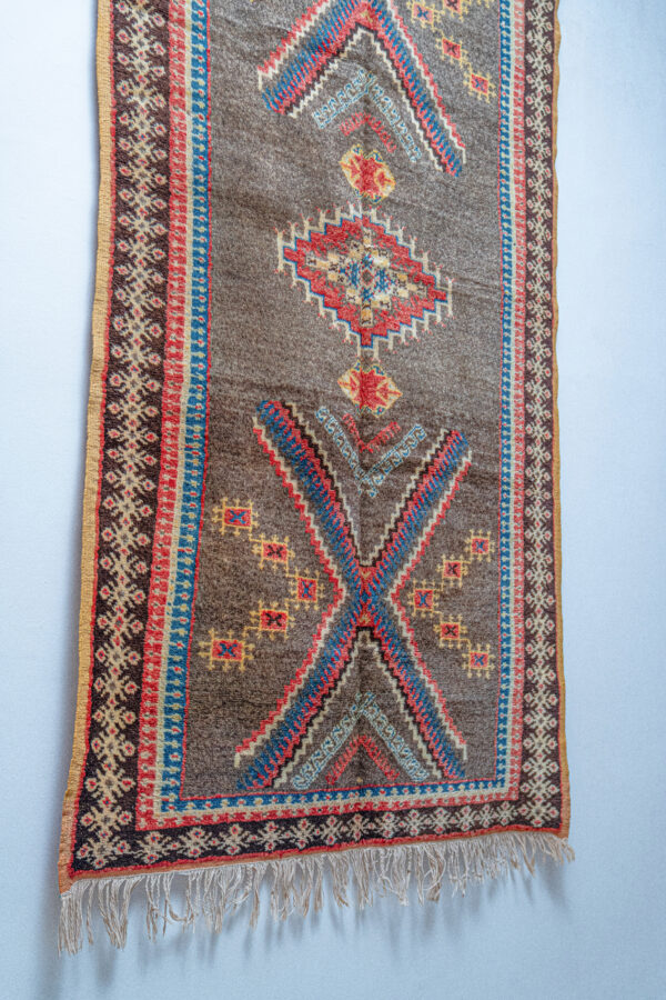 Extraordinary Moroccan Berber Runner - High-Contrast Black & White Tribal Panels - Image 2