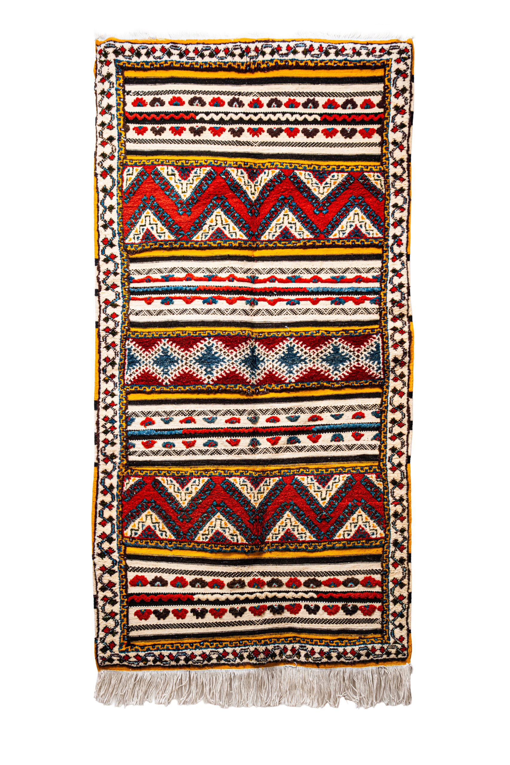 Bohemian Wool Rug - High-Contrast Structured Tribal Art