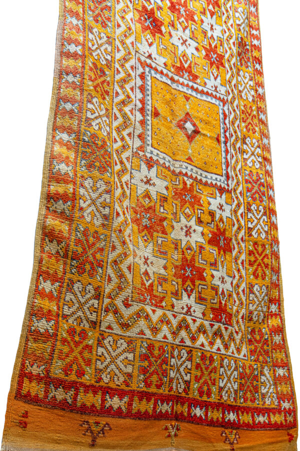 Long Bohemian Wool Rug - High-Contrast Diamond Mosaic Pattern - Image 2