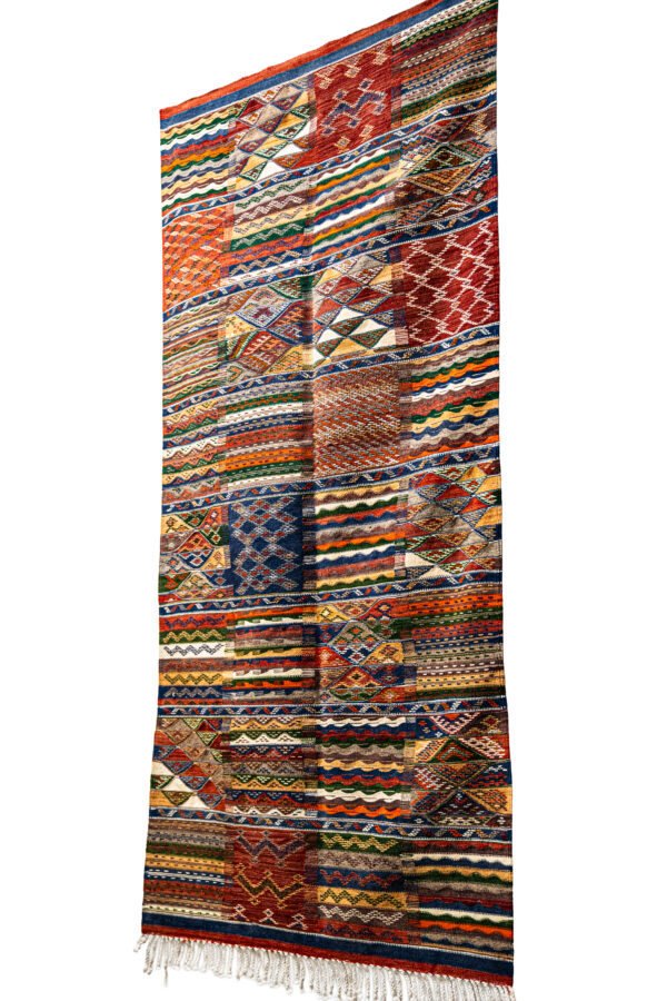 High-Atlas Wool Rug - Red, Orange, and Blue Zigzag Pattern - Image 4