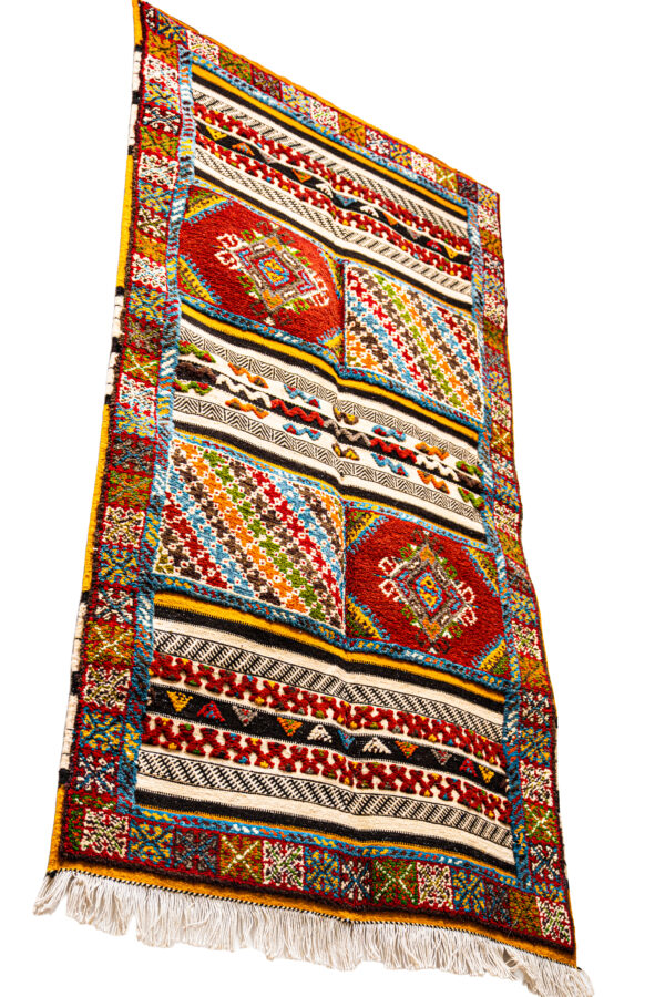 Authentic Moroccan Berber Runner - Red, Yellow, & Multi-Color Tribal Motifs - Image 4