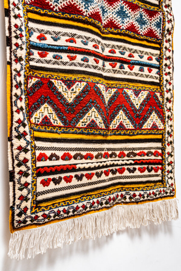 Bohemian Wool Rug - High-Contrast Structured Tribal Art - Image 5