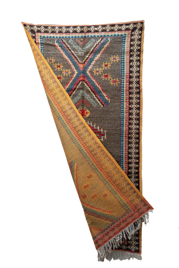 Extraordinary Moroccan Berber Runner - High-Contrast Black & White Tribal Panels - Image 3