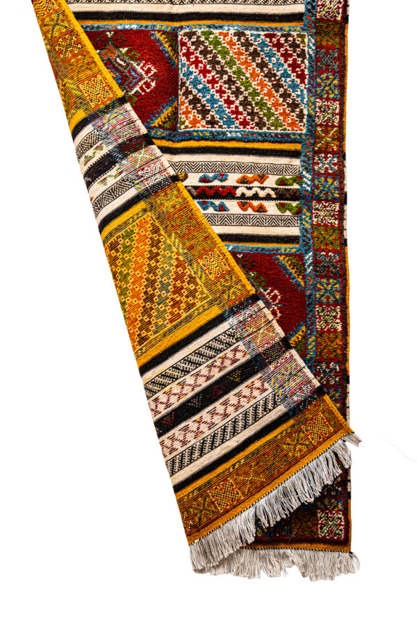 Authentic Moroccan Berber Runner - Red, Yellow, & Multi-Color Tribal Motifs - Image 5