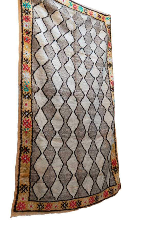 Moroccan Berber Area Rug: Natural Beige & Brown Geometric Lattice - Image 2