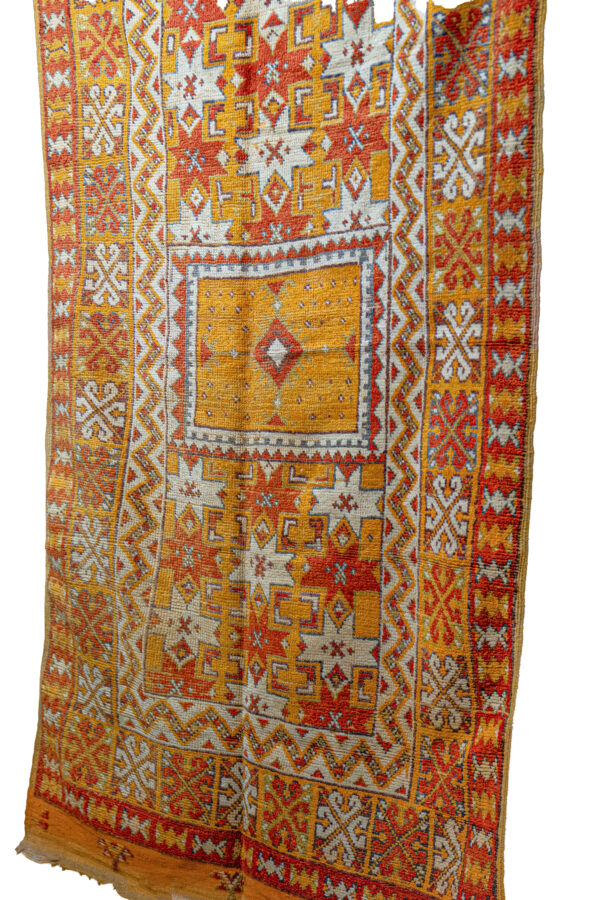 Long Bohemian Wool Rug - High-Contrast Diamond Mosaic Pattern - Image 3