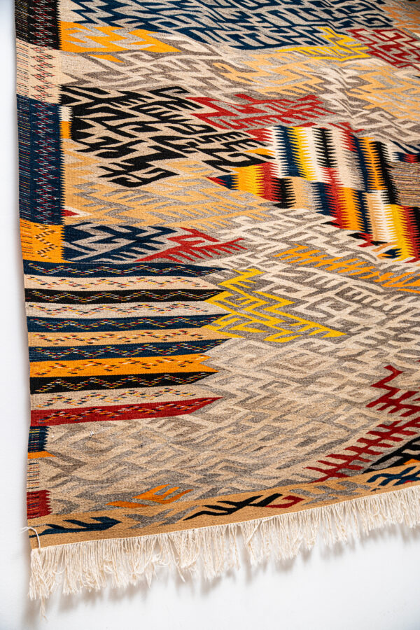 Authentic Berber Textile  Low-Pile Geometric Area Rug (2.08m x 2.22m) - Image 2