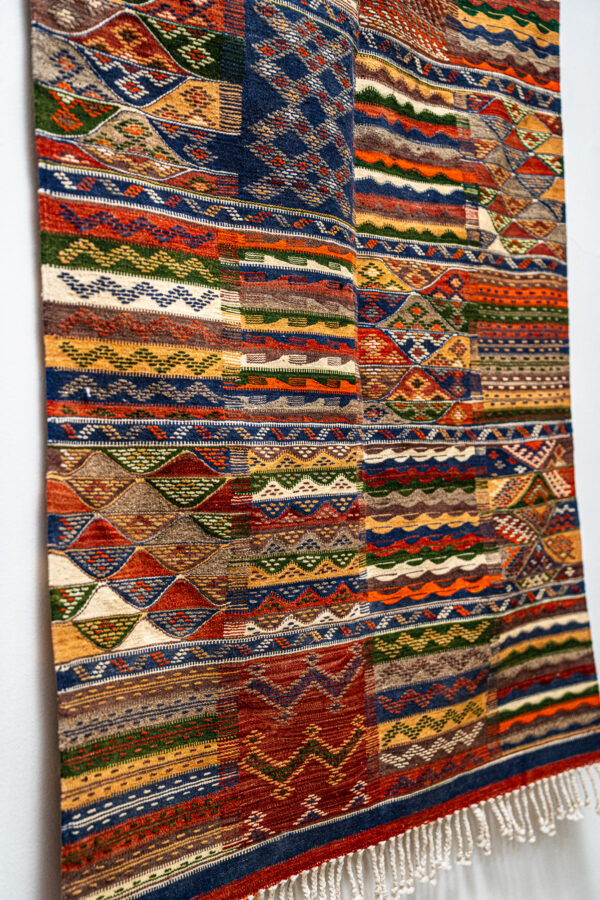 High-Atlas Wool Rug - Red, Orange, and Blue Zigzag Pattern - Image 5