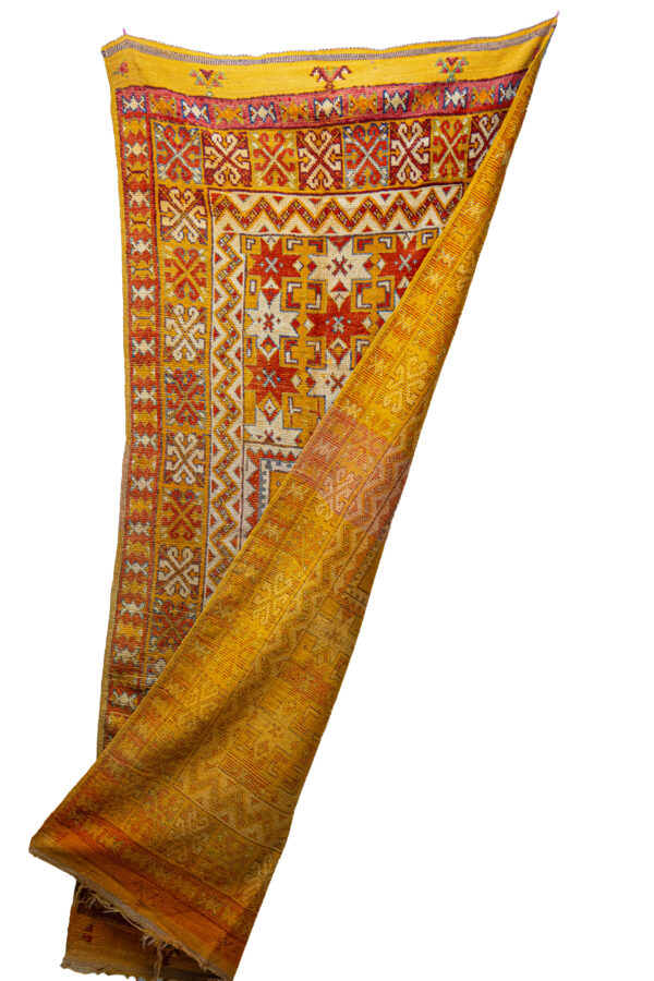Long Bohemian Wool Rug - High-Contrast Diamond Mosaic Pattern - Image 4