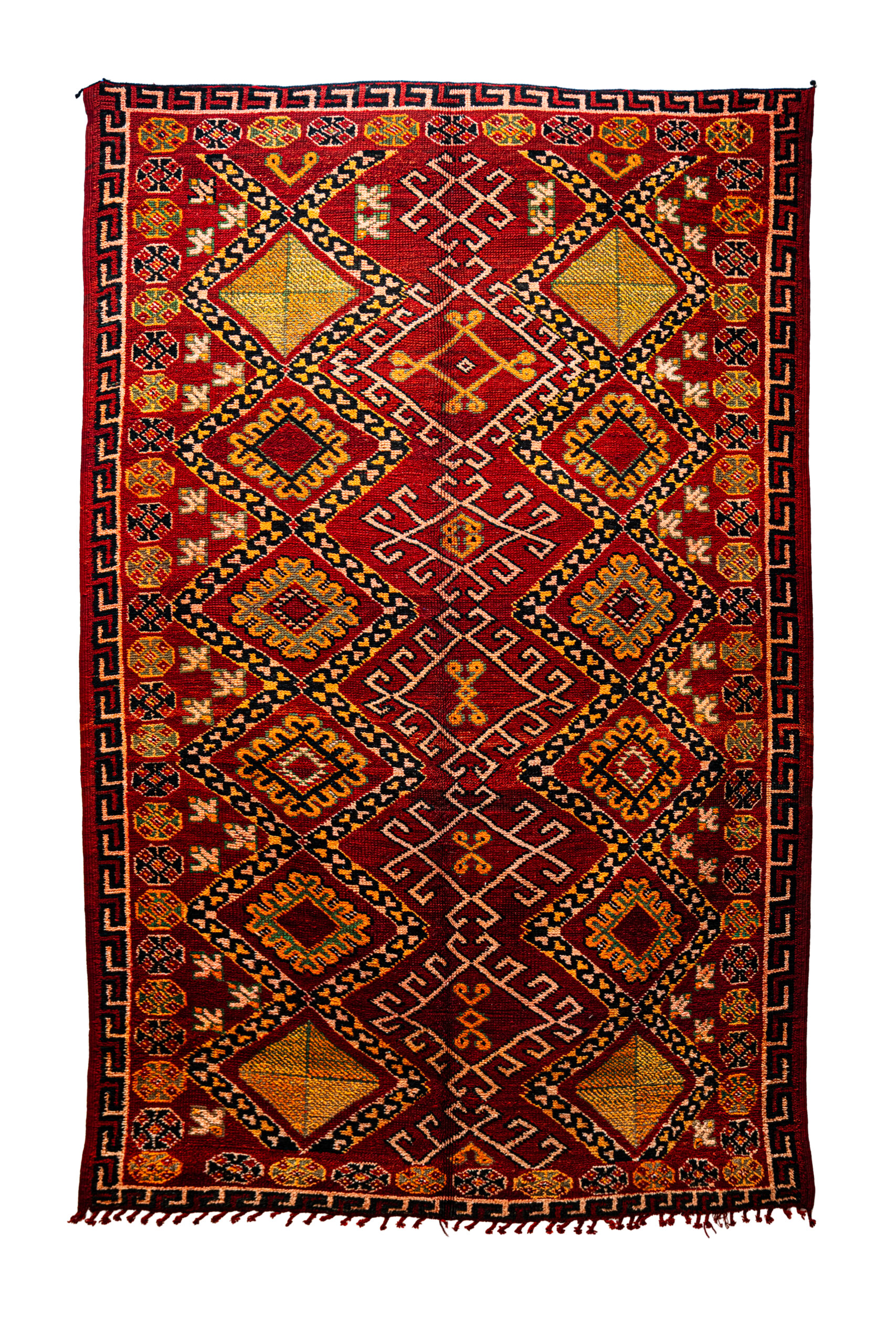 Luxurious Red Wool Carpet - Traditional Moroccan Medallion Design