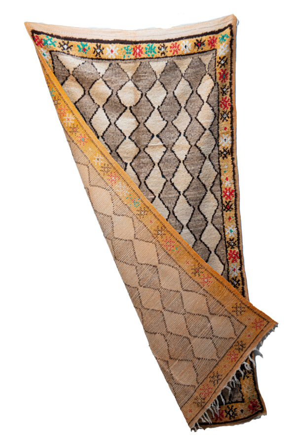Moroccan Berber Area Rug: Natural Beige & Brown Geometric Lattice - Image 4