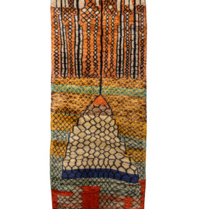 Luxury 13 ft Mrirt Runner  Hand-Knotted Wool, Abstract Orange Art