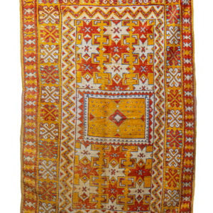 Long Bohemian Wool Rug - High-Contrast Diamond Mosaic Pattern
