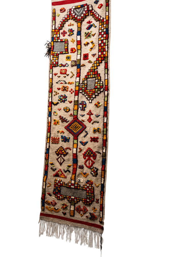 Moroccan Ait Ouaouzguite Runner on Natural Wool Field - Image 3