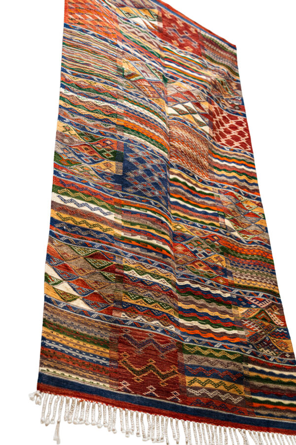 High-Atlas Wool Rug - Red, Orange, and Blue Zigzag Pattern - Image 2