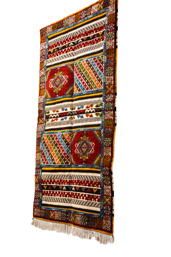 Authentic Moroccan Berber Runner - Red, Yellow, & Multi-Color Tribal Motifs - Image 2