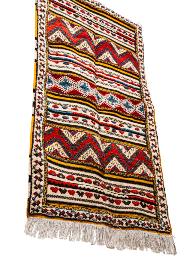 Bohemian Wool Rug - High-Contrast Structured Tribal Art - Image 2