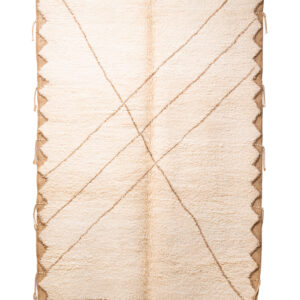 Authentic Beni Ourain Rug | Classic Minimalist X-Pattern | Natural Cream Wool