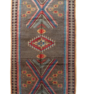 Extraordinary Moroccan Berber Runner - High-Contrast Black & White Tribal Panels