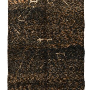 Modern Bohemian Area Rug | High-Contrast Dark Wool with Cream Geometric Lines