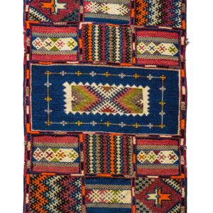 Authentic Taznakht Glaoui Runner | Geometric Patchwork in Navy & Dusty Rose
