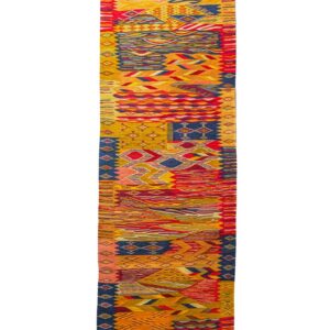 Vintage Hanbel Runner | Dynamic Zigzag Pattern in Saffron, Red, and Navy