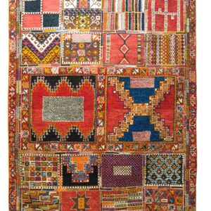 Bohemian Statement Rug | Maximalist Tribal Collage in Red, Blue, & Saffron