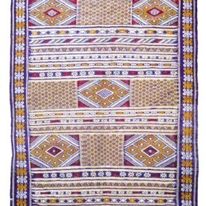 Elegant Zemmour Style Kilim | Handwoven Flatweave in Cream, Blue, & Saffron