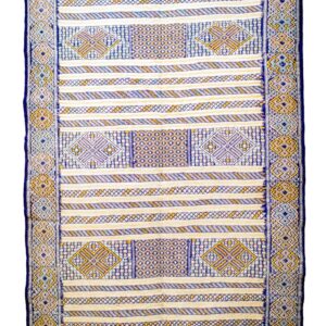 Elegant Zemmour Style Kilim | Handwoven Flatweave in Cream, Blue, & Saffron