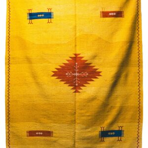 Luxurious Taznakht Kilim | Saturated Saffron Yellow Field with Central Medallion