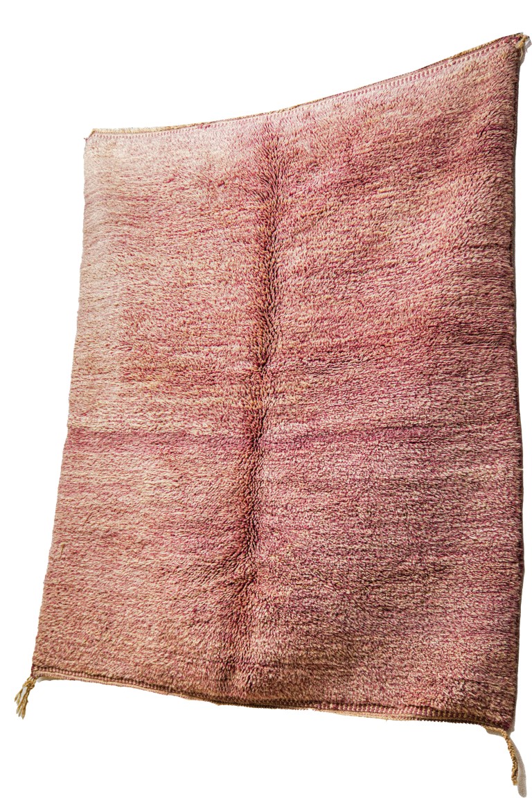 Hand-Knotted Moroccan Carpet | Minimalist Modern Design in Pink & Cream - Image 4