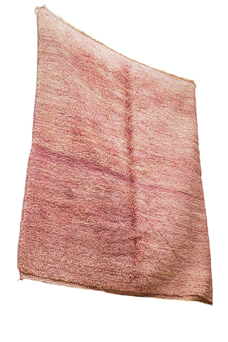 Hand-Knotted Moroccan Carpet | Minimalist Modern Design in Pink & Cream - Image 2