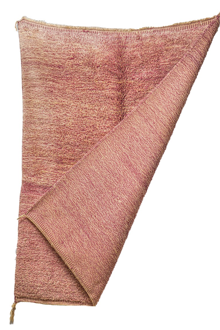 Hand-Knotted Moroccan Carpet | Minimalist Modern Design in Pink & Cream - Image 3