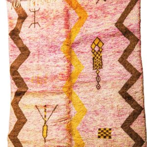 Vibrant Boujad Rug | High-Pile Shag in Pink, Brown, & Saffron Yellow