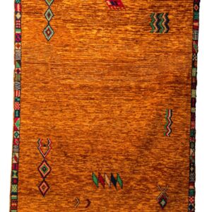 Collector's Beni Mguild Style Rug | Abstract Motifs on Rich Orange Field