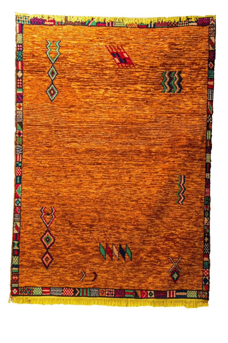 Collector's Beni Mguild Style Rug | Abstract Motifs on Rich Orange Field