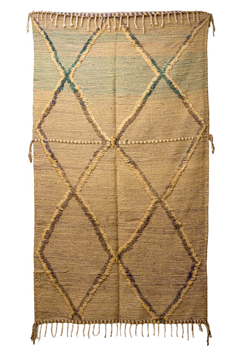 Handwoven Moroccan Wool Rug | Textured Diamond Lattice in Earth Tones