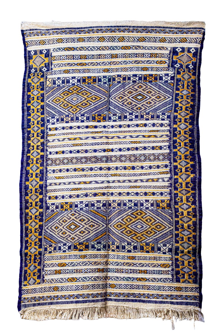 Handwoven Moroccan Zanafi | Rustic Diamond Lattice in Earth Tones