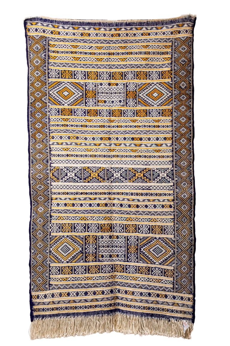 Authentic High Atlas Textile | Geometric X-Pattern Kilim in Purple