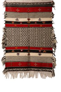 High Atlas Accent Rug | Dense Wool Kilim in Red, Black, & White