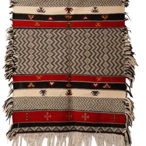 High Atlas Accent Rug | Dense Wool Kilim in Red, Black, & White