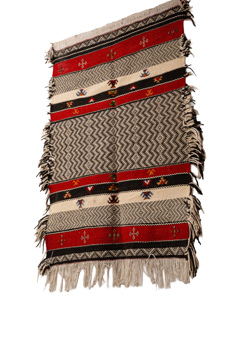 High Atlas Accent Rug | Dense Wool Kilim in Red, Black, & White - Image 3